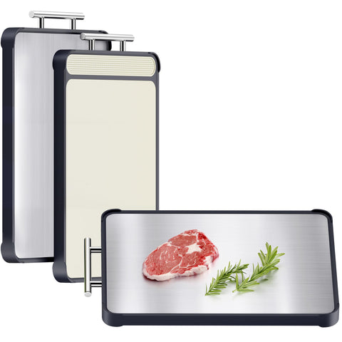 TalingMA 2-pack stainless steel cutting boards for safe meat and seafood prep.