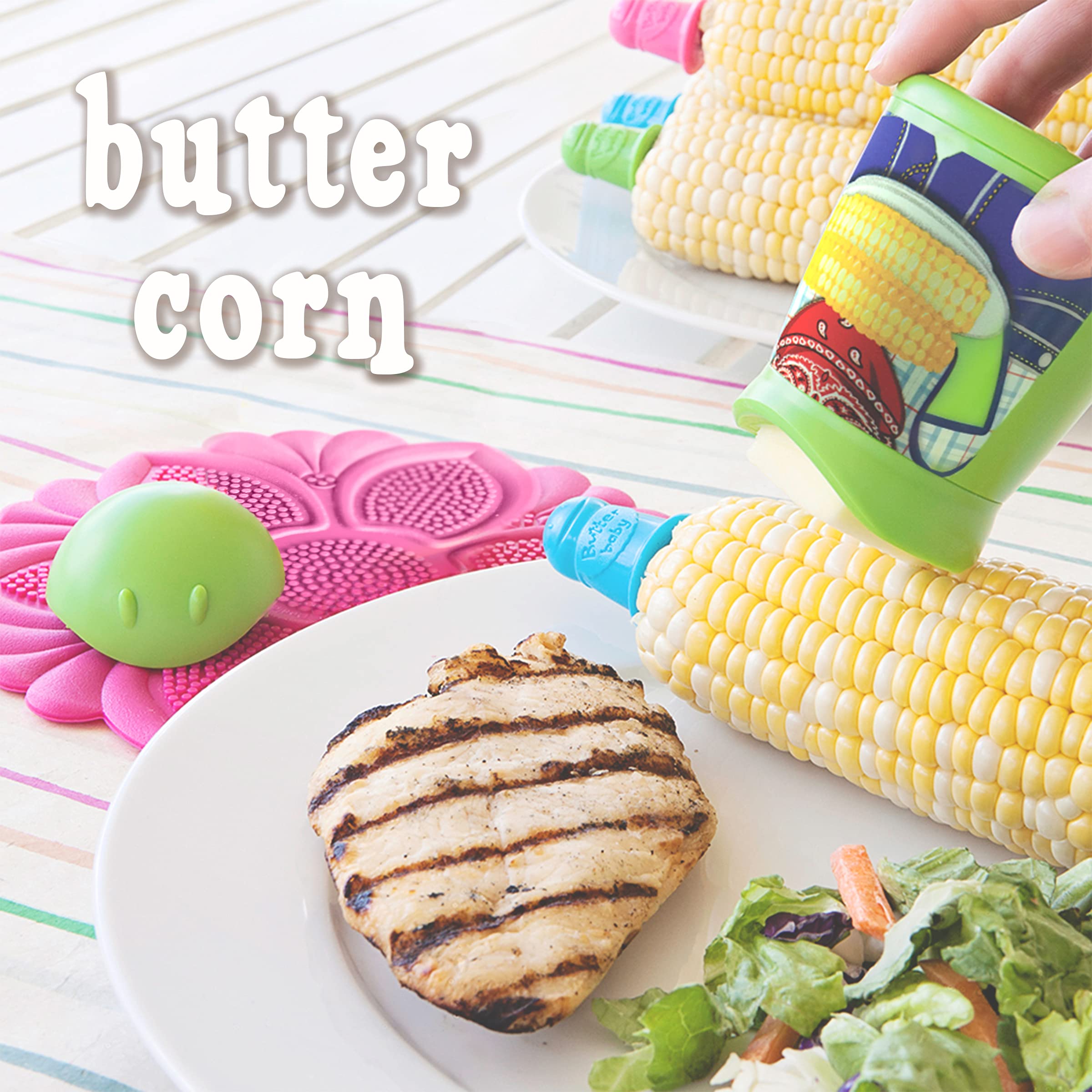 Butter Boy authentic logo overalls add charm.