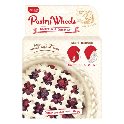 Talisman Designs pastry wheel decorator closeup showing detailed braids for pies.