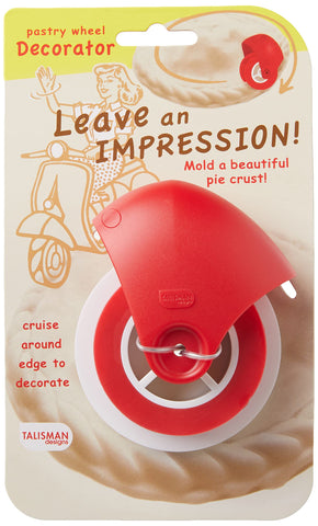 Talisman Designs Pastry Wheel Decorator detachable guide hugs pie rim for flawless edges.