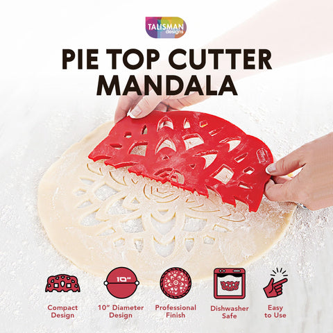 Talisman Designs Pie Top Cutter roll and cut for even-pattern crusts.