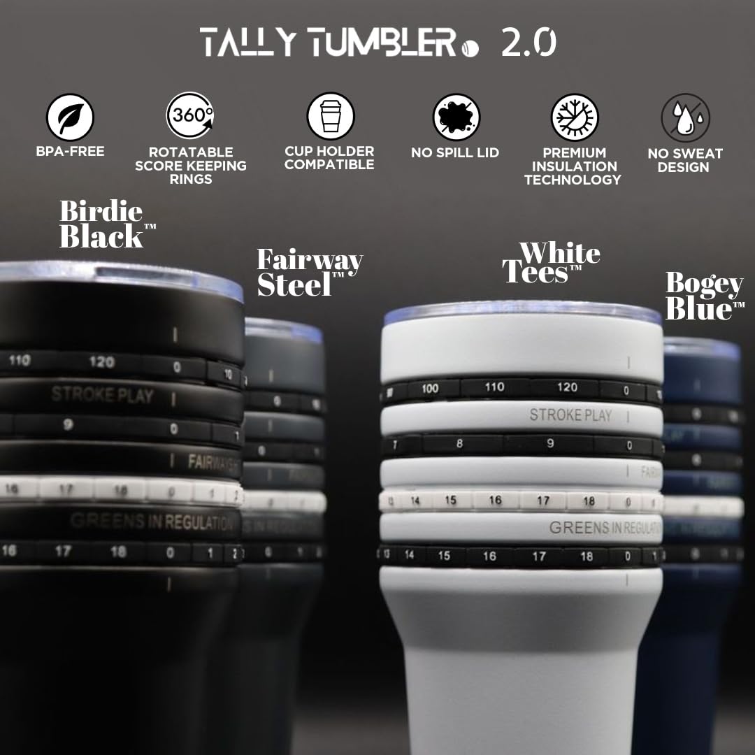 Tally Tumbler Golf Bogey Blue dishwasher-safe construction simplifies cleaning.