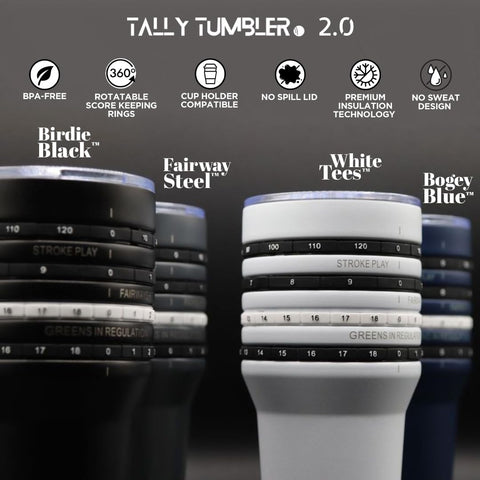 Tally Tumbler Golf Bogey Blue dishwasher-safe construction simplifies cleaning.