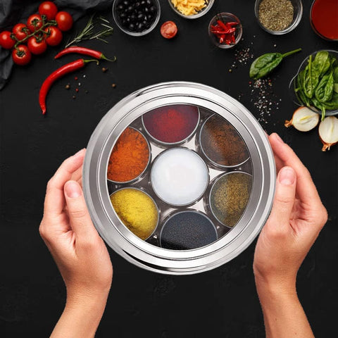 Taluka kitchen organizer elevates counter space with sturdy stainless steel.