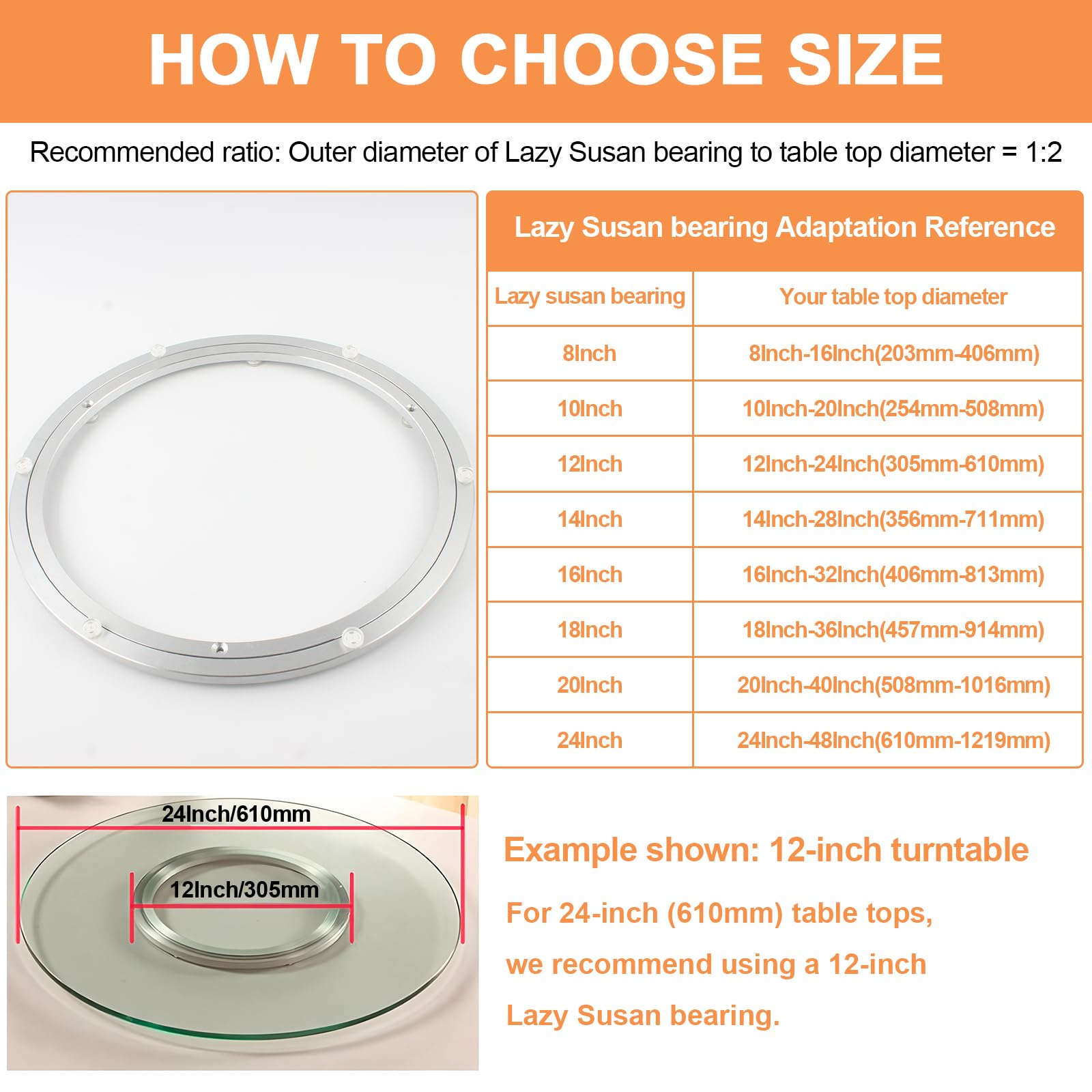 TamBee lazy Susan outer ring close-up demonstrates 300mm diameter for wide shelves.