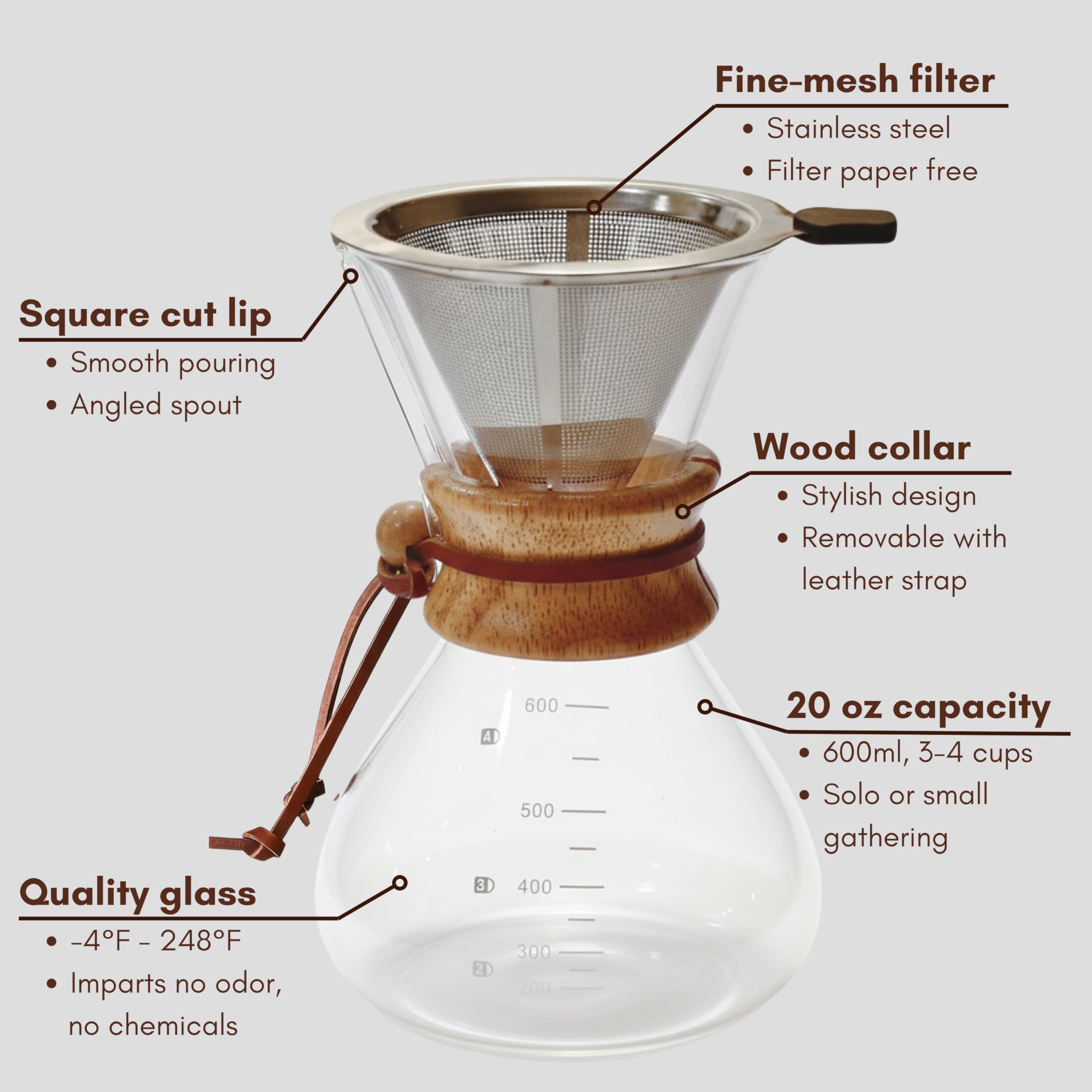 Tamimarch 20-ounce capacity is ideal for solo or small group servings.