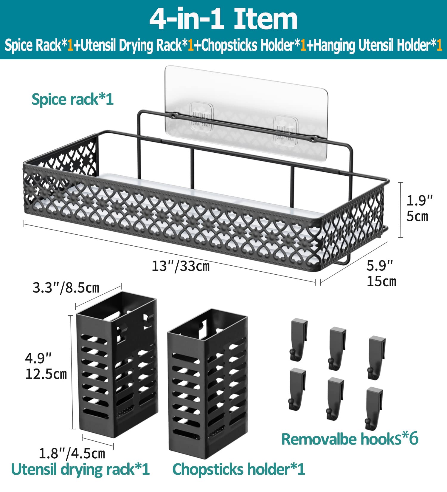 Tamomic six-hook rack provides convenient utensil storage for cooking tools.
