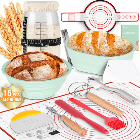 Tanedar complete sourdough kit jar with graduation marks aids precise starter measurements.