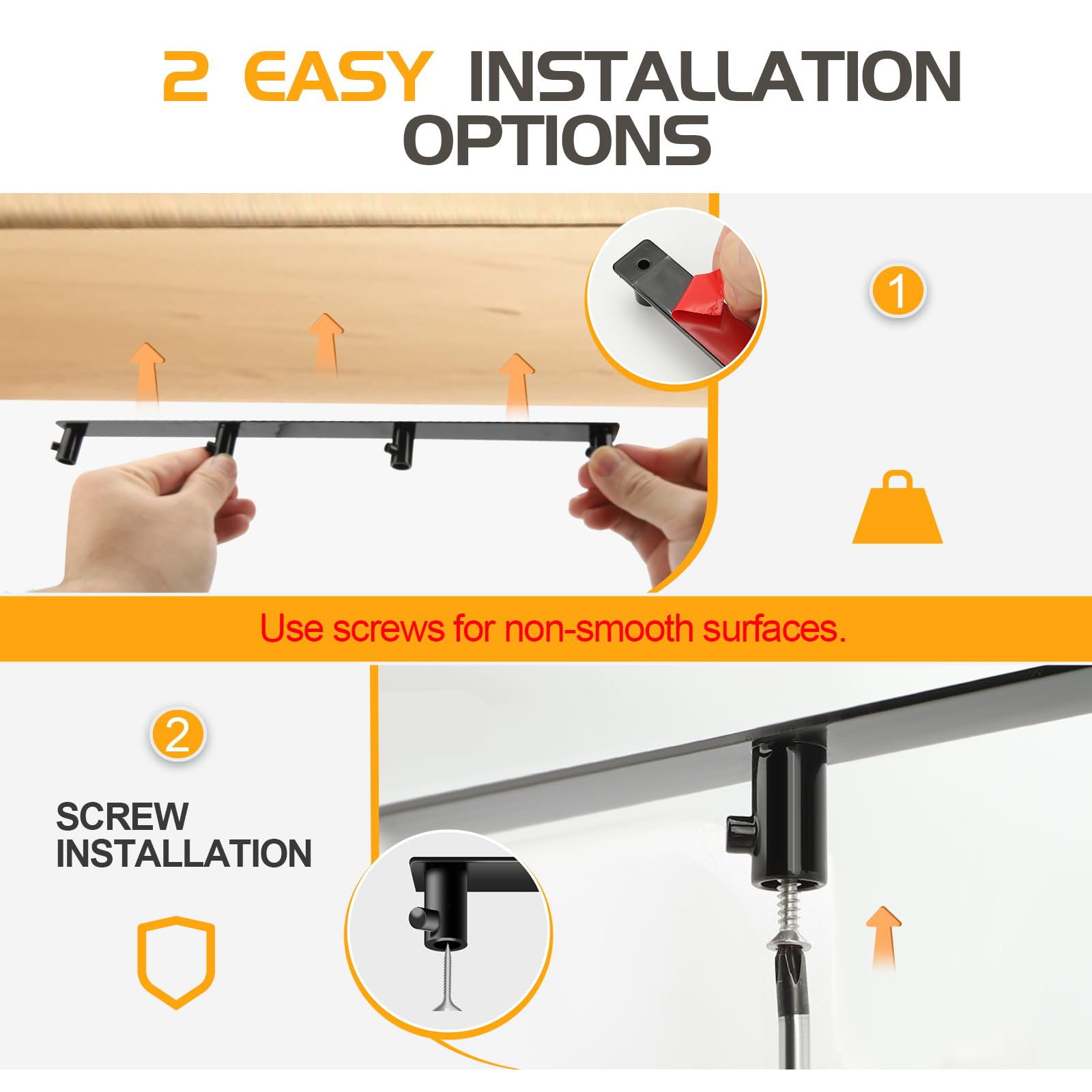 Tanggiteck mounting options with adhesive strips or screws for flexible setup
