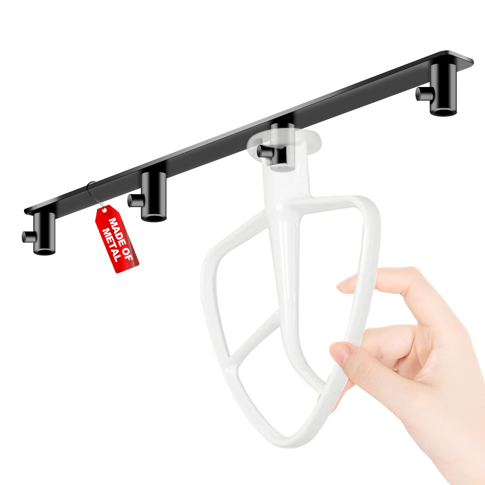 Tanggiteck stand mixer attachment holder with four hooks for quick access to attachments