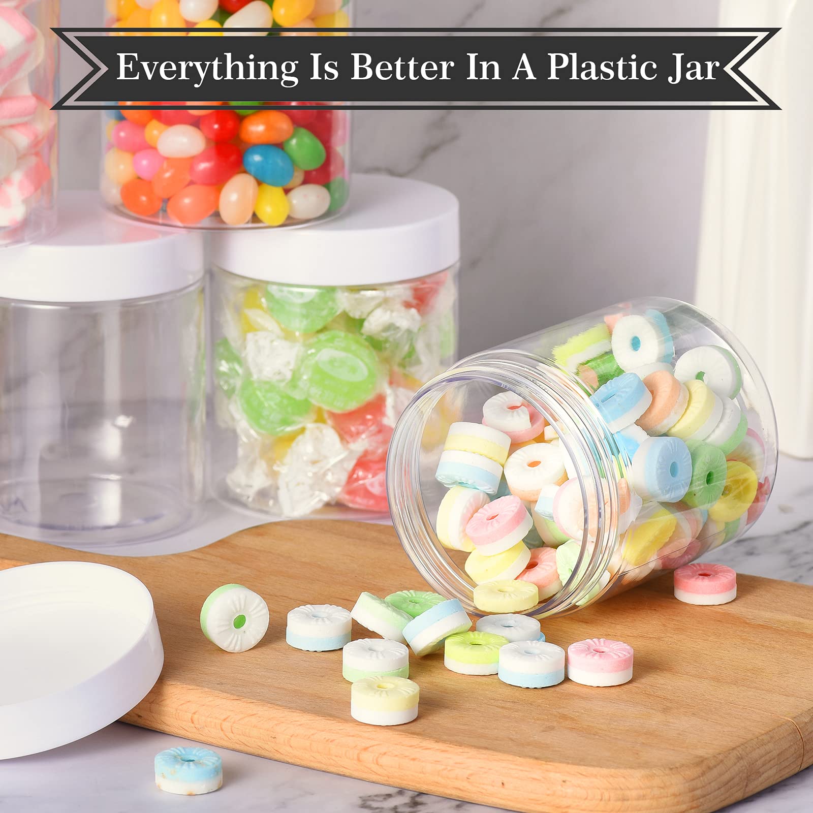 TANGLONG clear jars ideal for on the go snacks or samples.