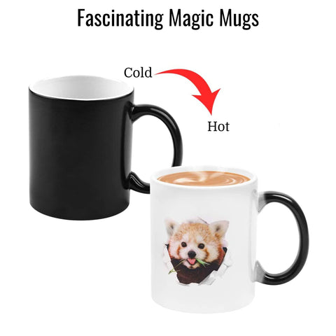 TANGLONG heat-activated mug shows hidden image after pouring hot beverage.