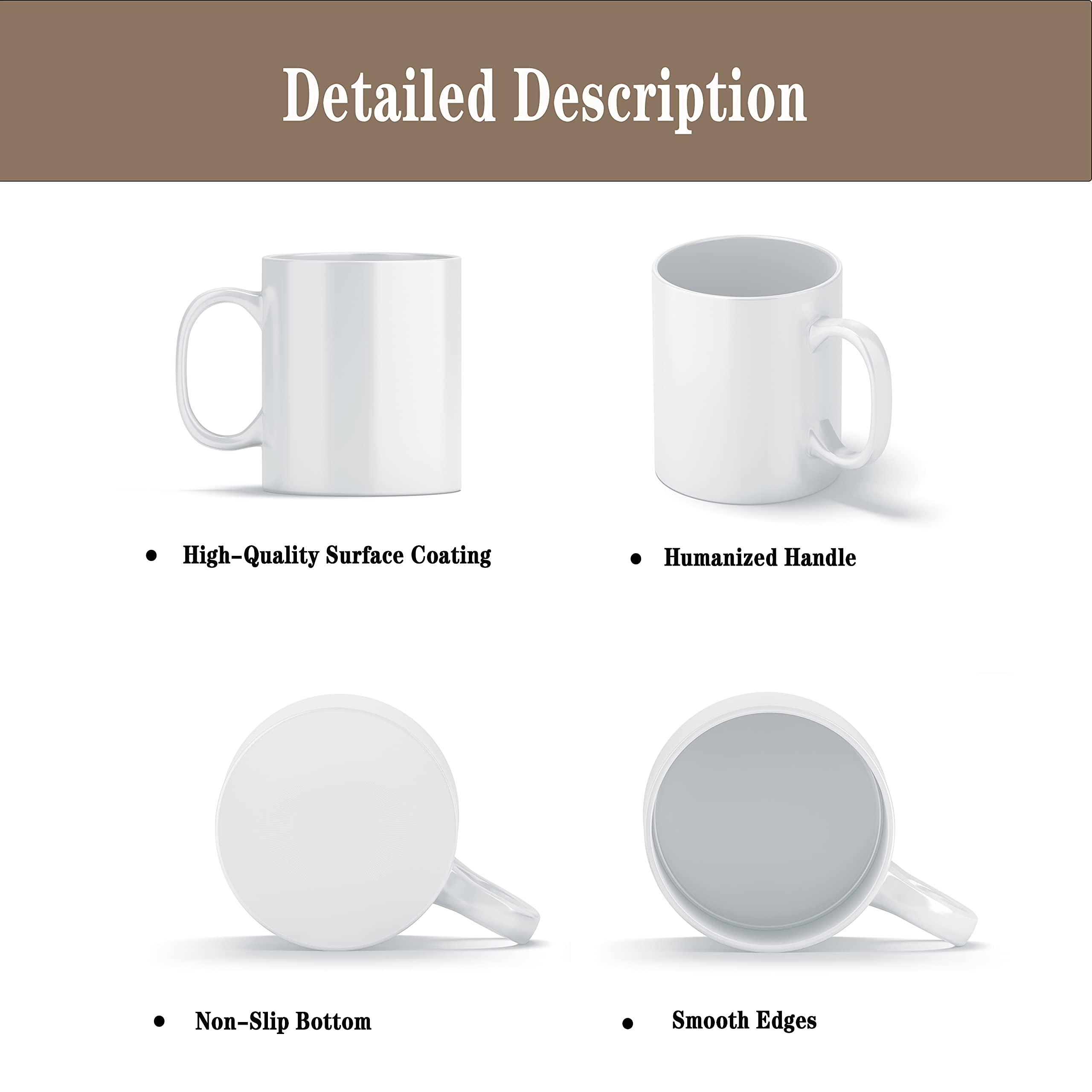 TANGLONG white ceramic mug wide mouth for easy cleaning