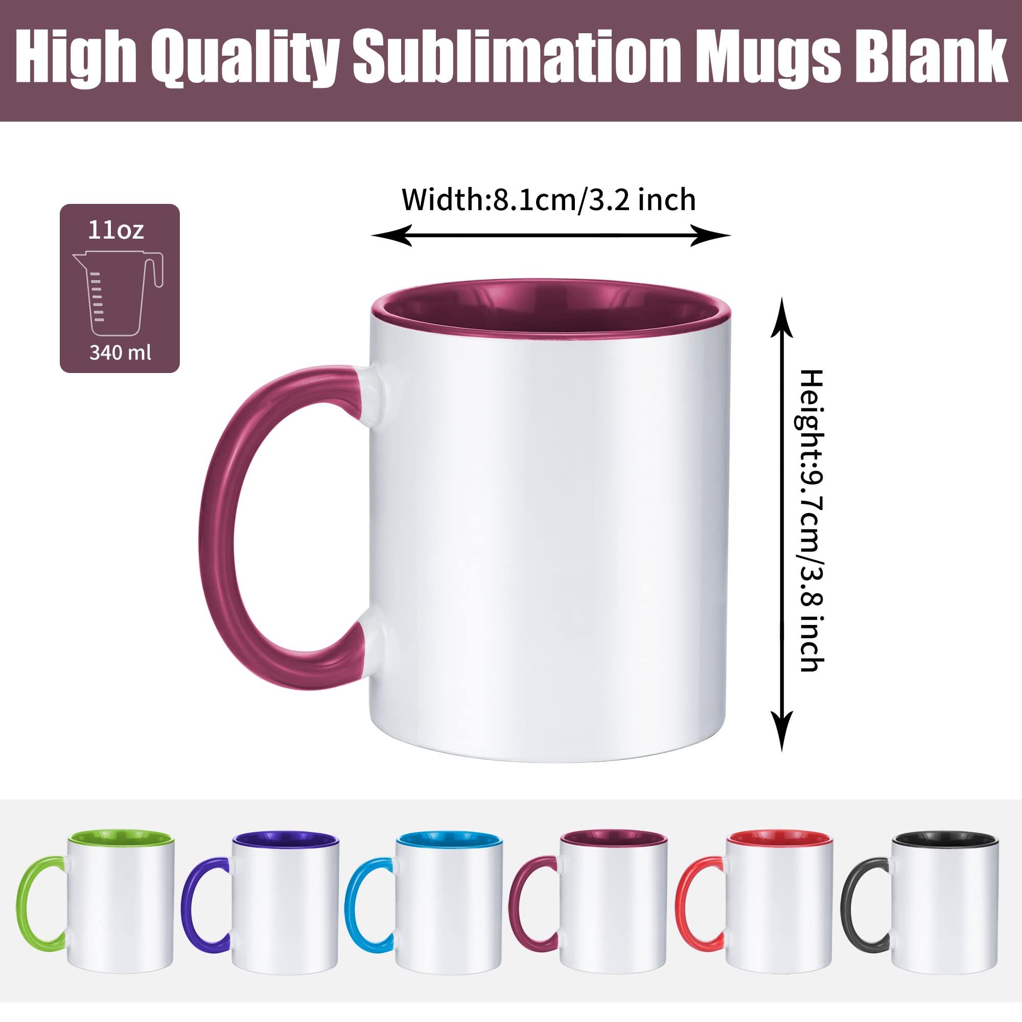 TANGLONG sublimation mugs 11oz six colors with two of each for variety