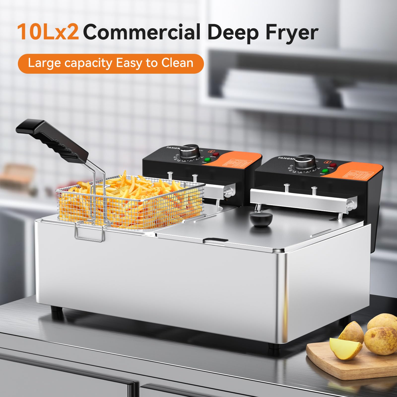 TangMe fry baskets with hooks for drainage and easy cleaning
