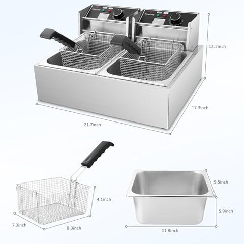 Tangme dual-tank control panel enabling precise temperature management for consistent frying.