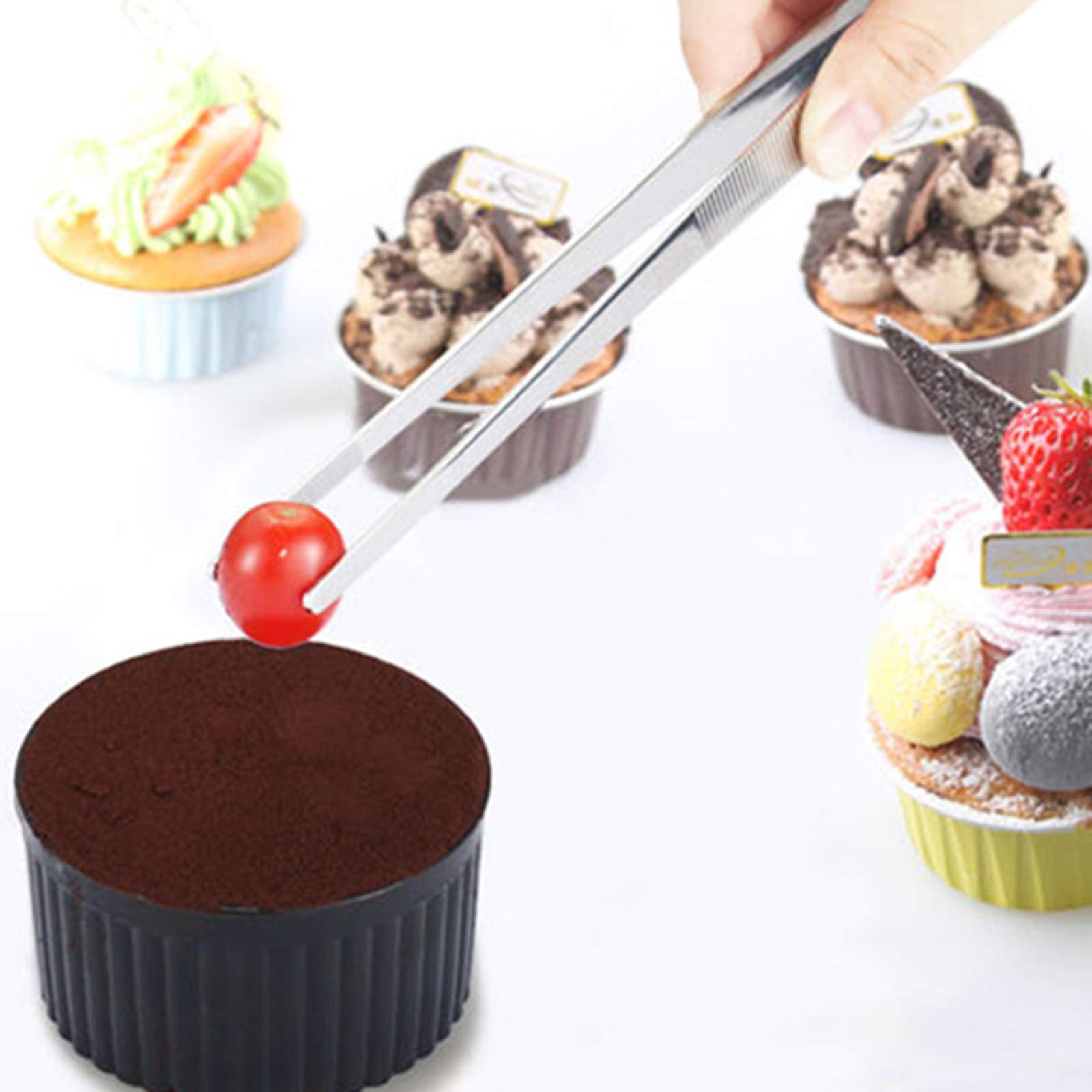 Tangoowal 12-inch tweezers shown as dishwasher safe for easy cleanup