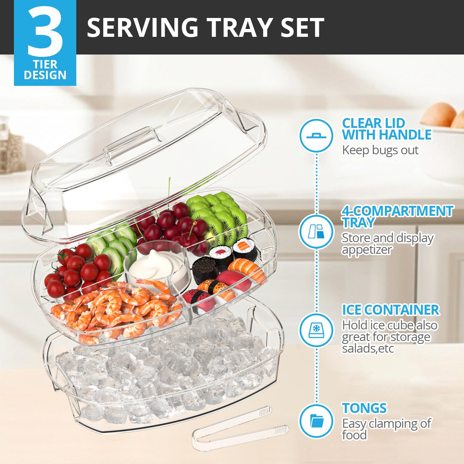 Tangyinus four-compartment platter showing clear separation for foods like sushi and canapé