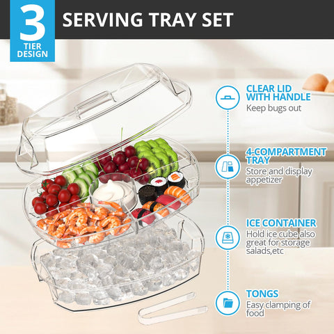 Tangyinus four-compartment platter showing clear separation for foods like sushi and canapé