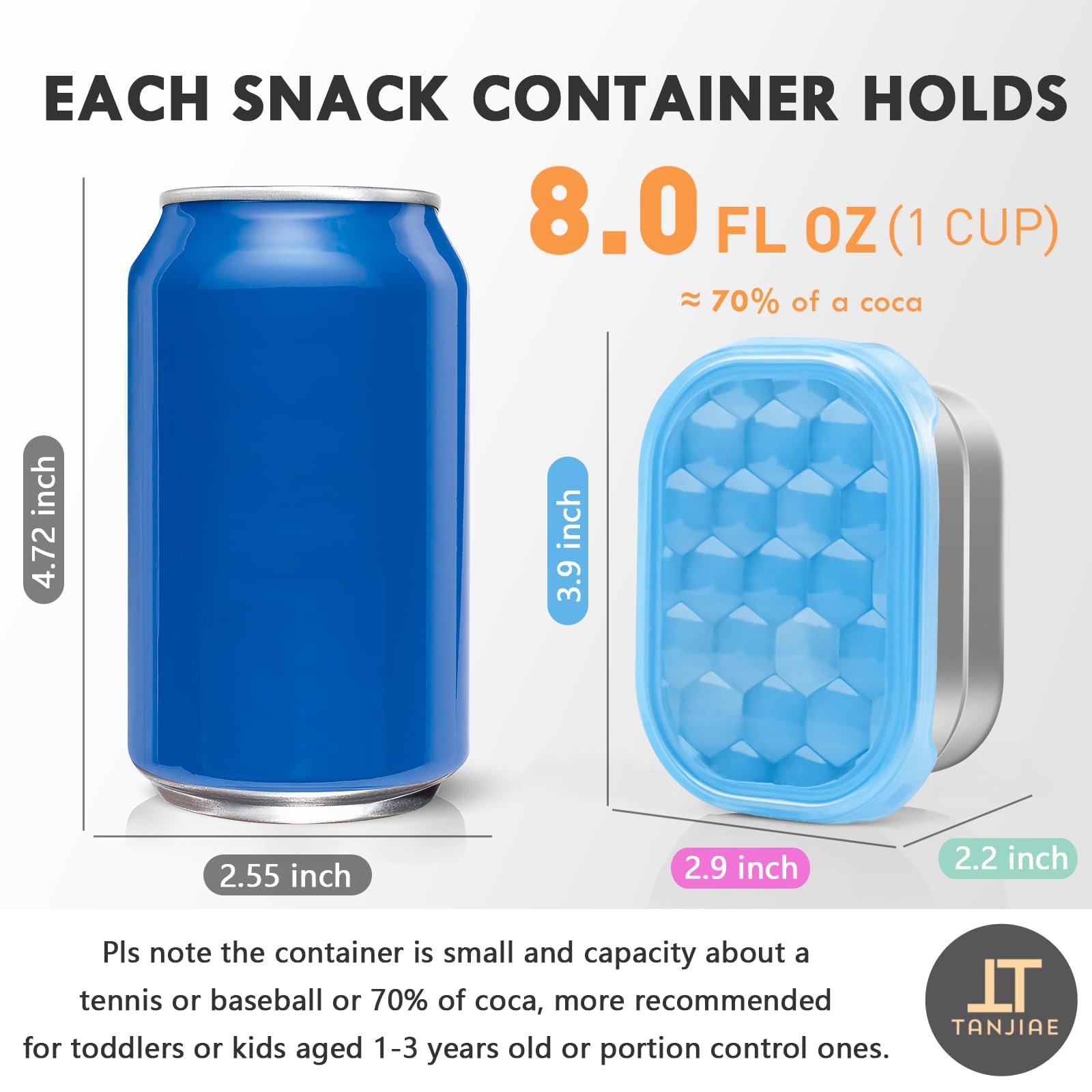 Tanjiae Snack Pro silicone lids close securely, preventing leaks during transport.