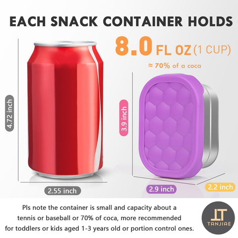 Tanjiae toddler snack containers with silicone lids showing leakproof design.