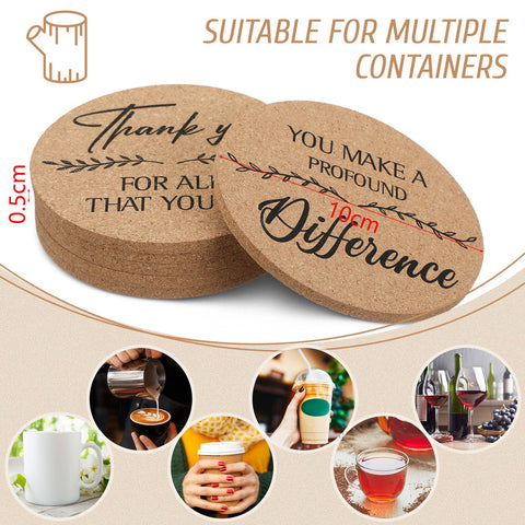 Tanlade cork coasters showing absorbent cork material for desks and tables.