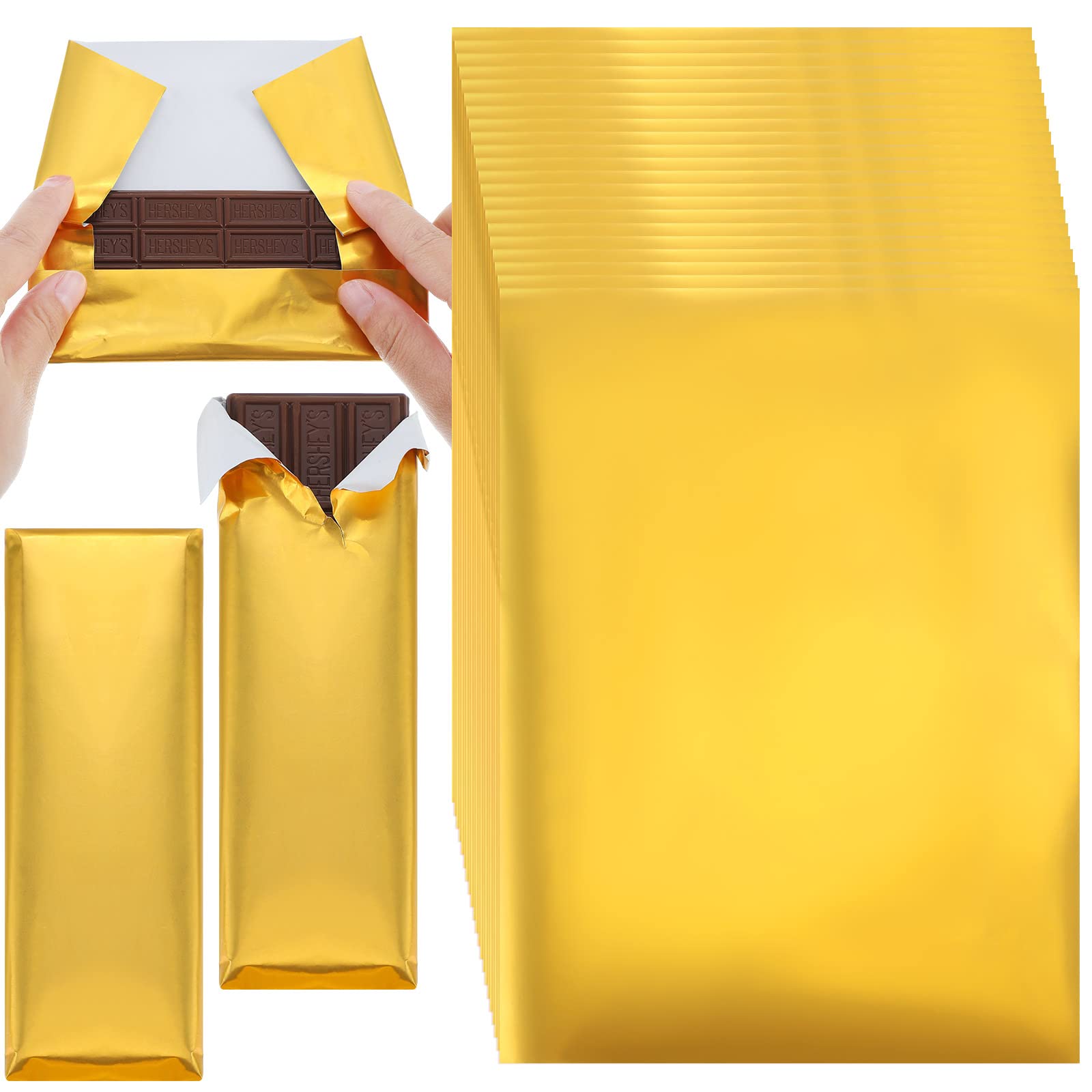Tanlade gold candy wrappers close-up with thick backing for secure wrapping.