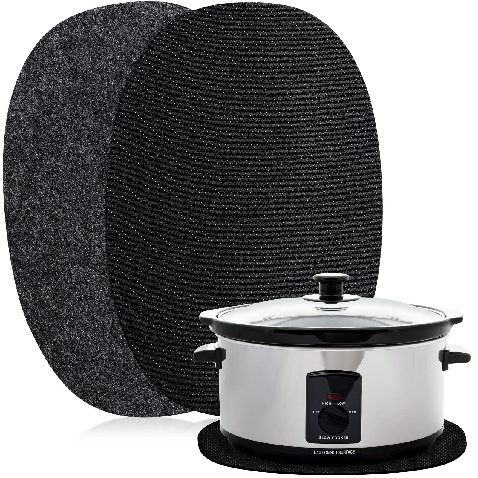 Tanlade oval slow cooker mats, two-pack, for 6-8 qt, stable and heat protected countertops.