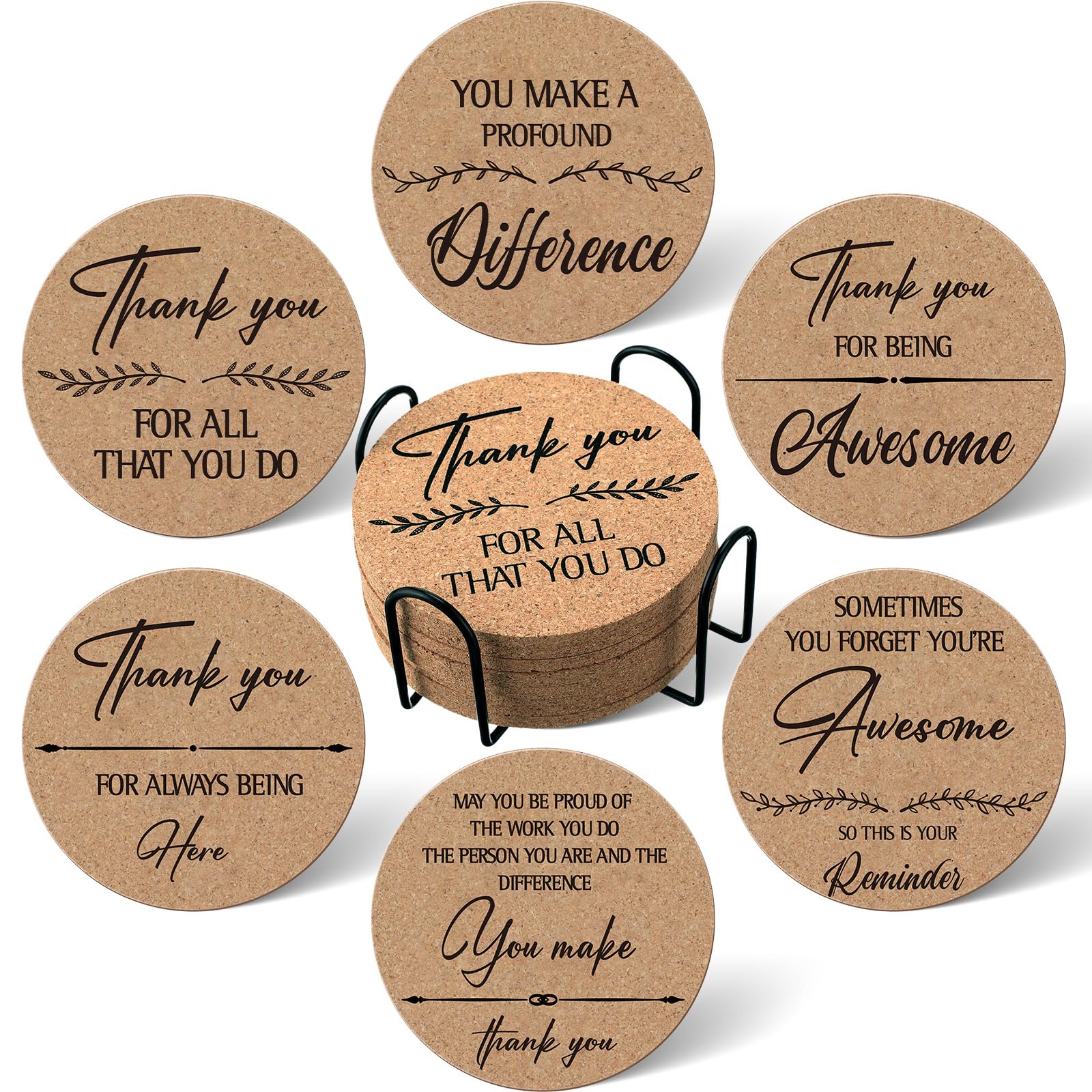 Tanlade thank you coasters with 6 designs for office gifts and desk protection.