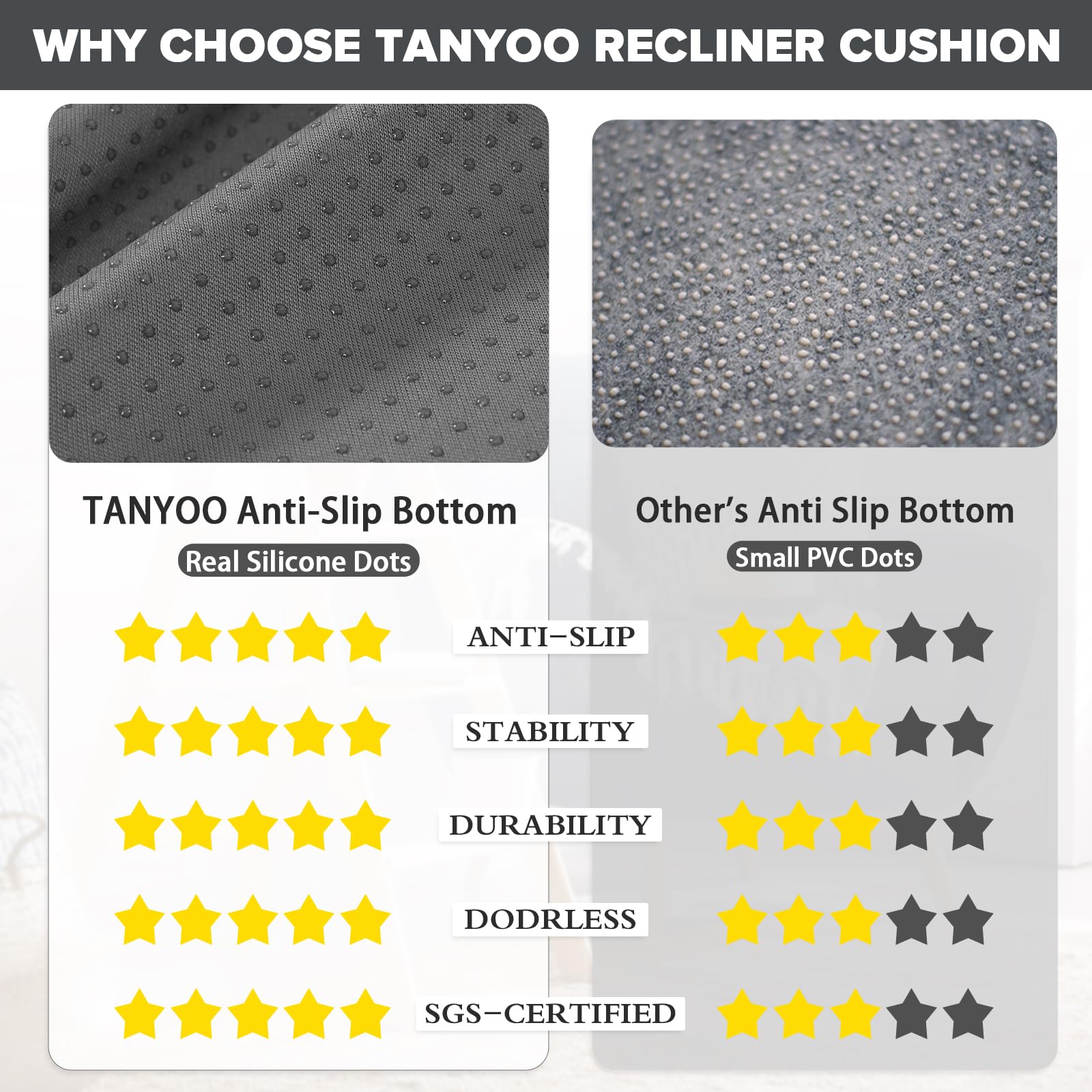 TANYOO dual-layer foam cushions body-conforming comfort