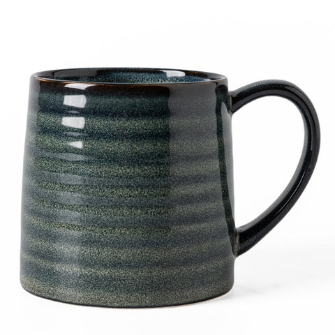 The TaoTaojarvie 21 oz mug with dark green transmutation glaze for bold coffee.