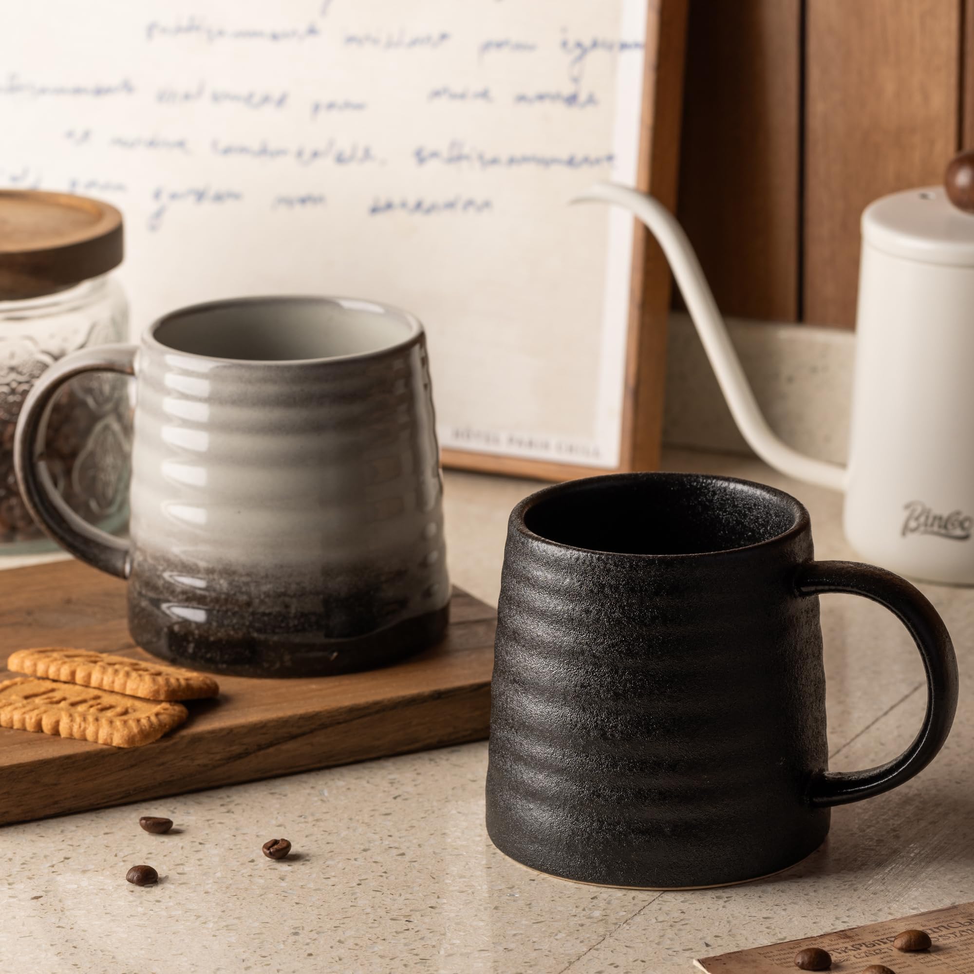 TaoTaojarvie black ceramic mug for office or home use.