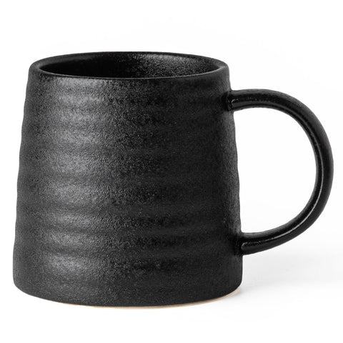 TaoTaojarvie ceramic mug front view in black, 16oz, ideal for daily coffee.