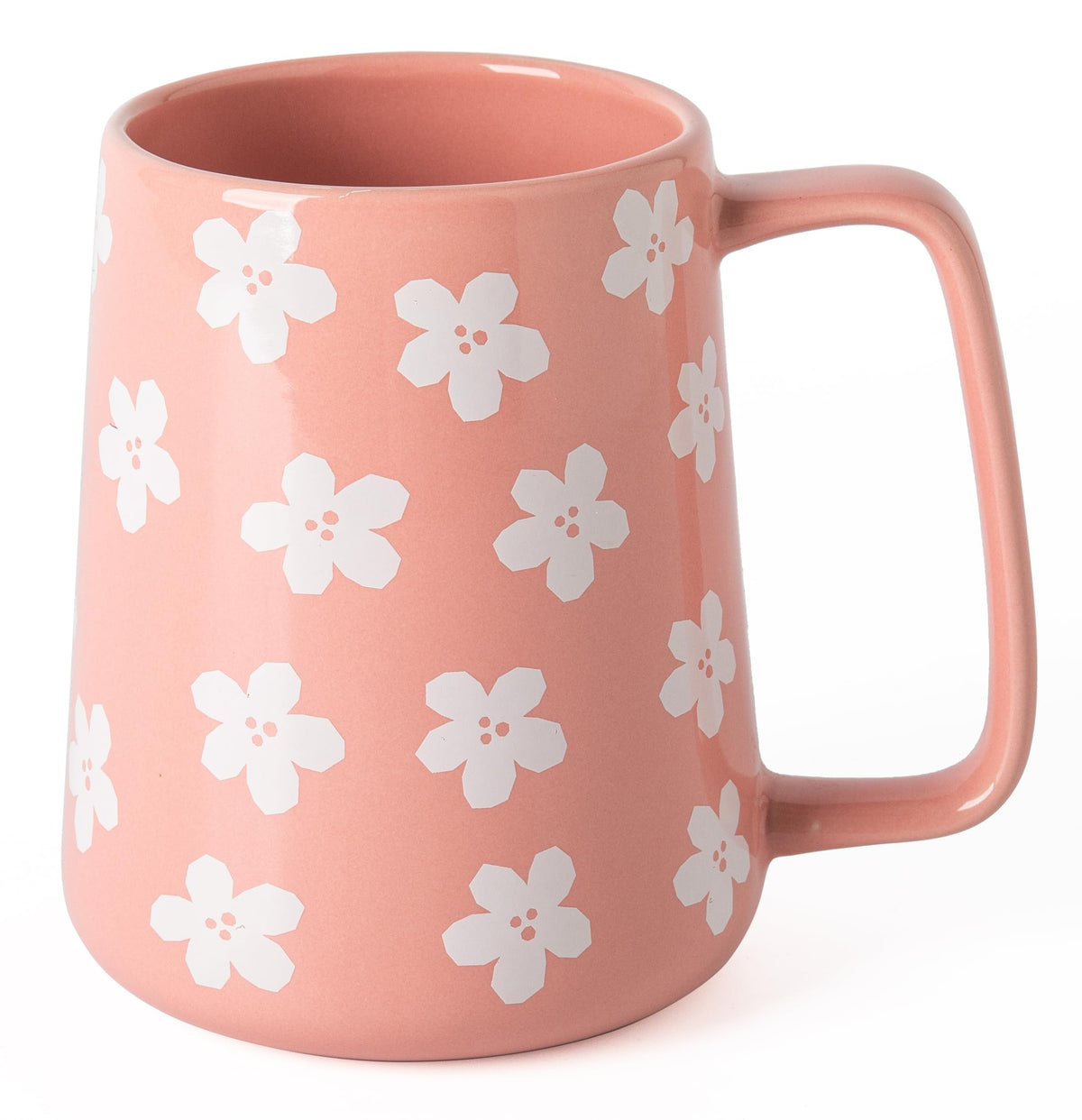 TaoTaojarvie floral mug 24oz with pink pattern and easy-grip handle.