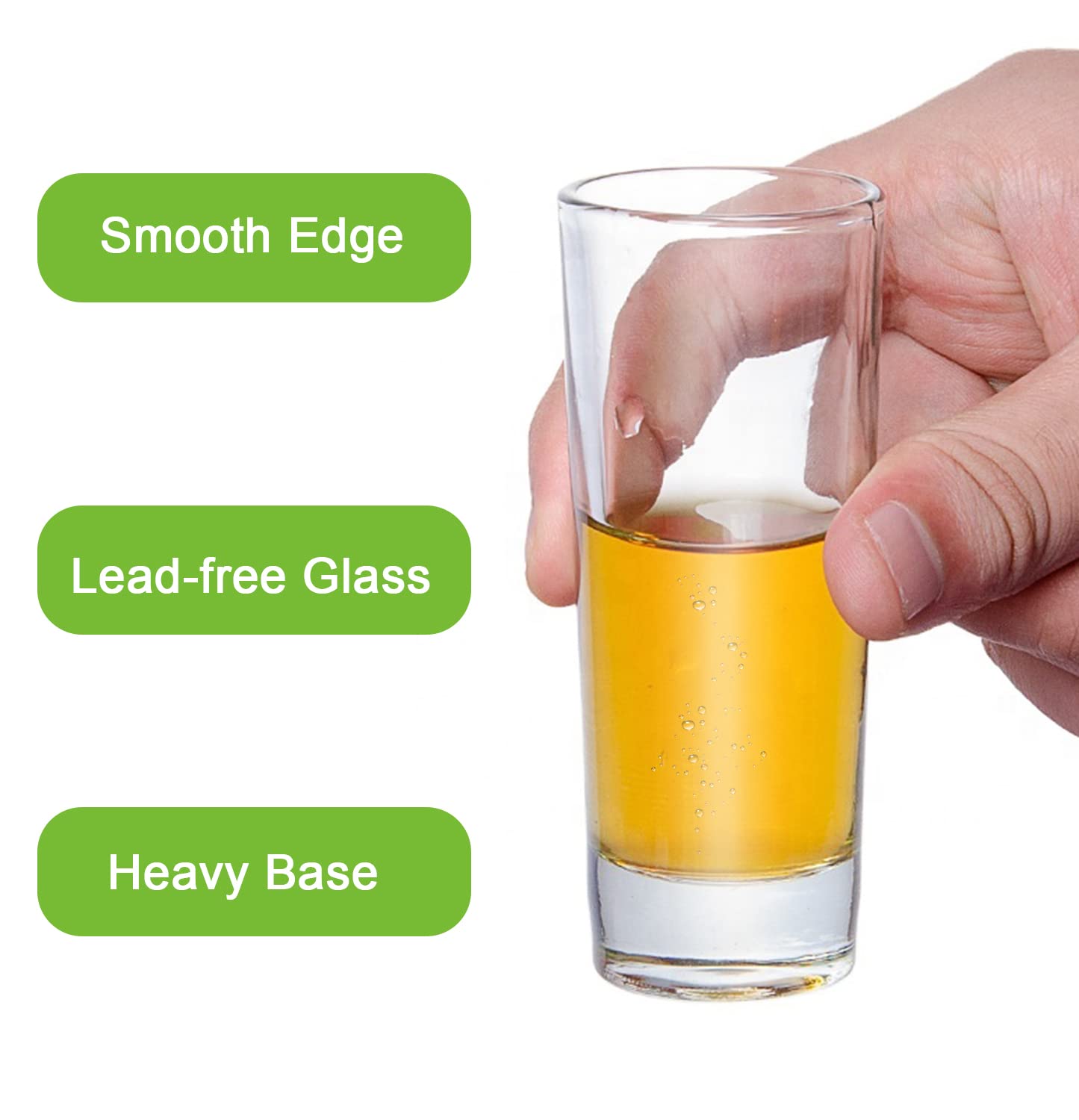 TAOUNOA clear glass shot glasses showcase drink color beautifully.