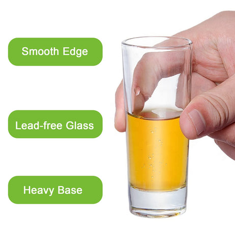 TAOUNOA clear glass shot glasses showcase drink color beautifully.