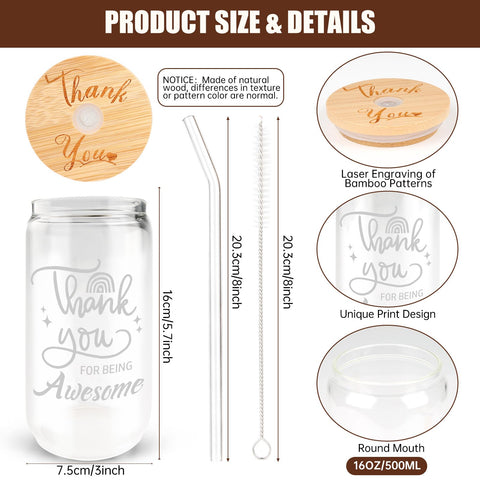 TAOZIM 16oz can-shaped glass cups, perfect for cold drinks and toasts.