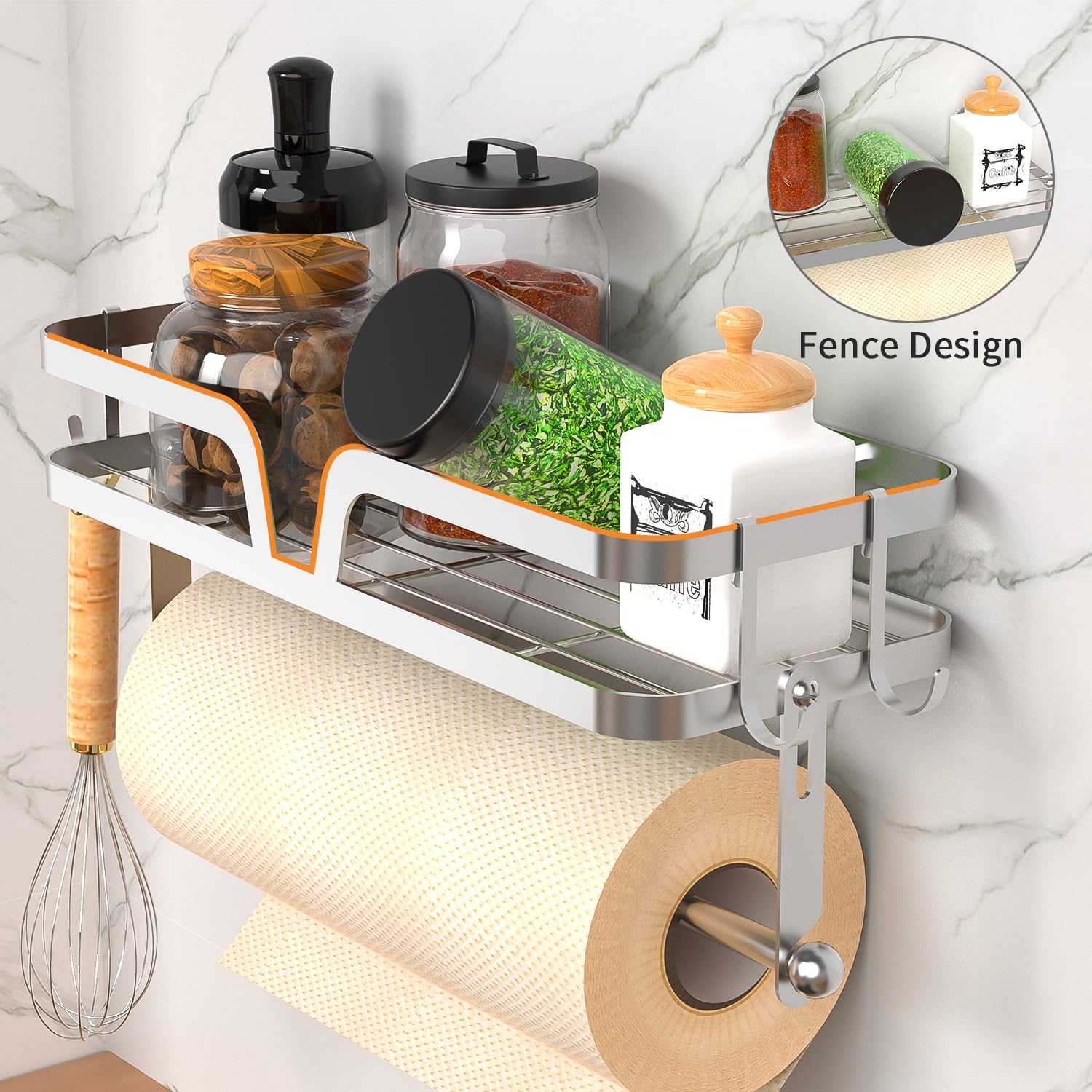 Taozun shelf for kitchen organization keeps spices and towels at hand.
