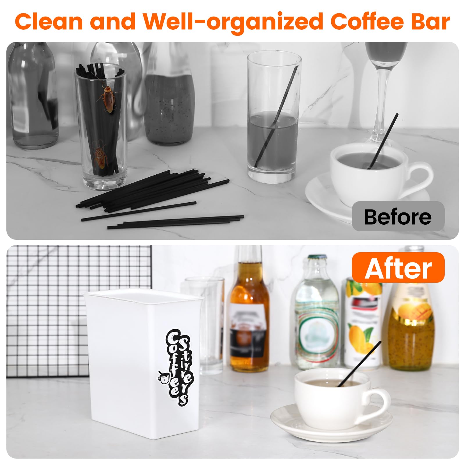 Targihoemt stirrers holder with lid keeps sticks organized and sanitary