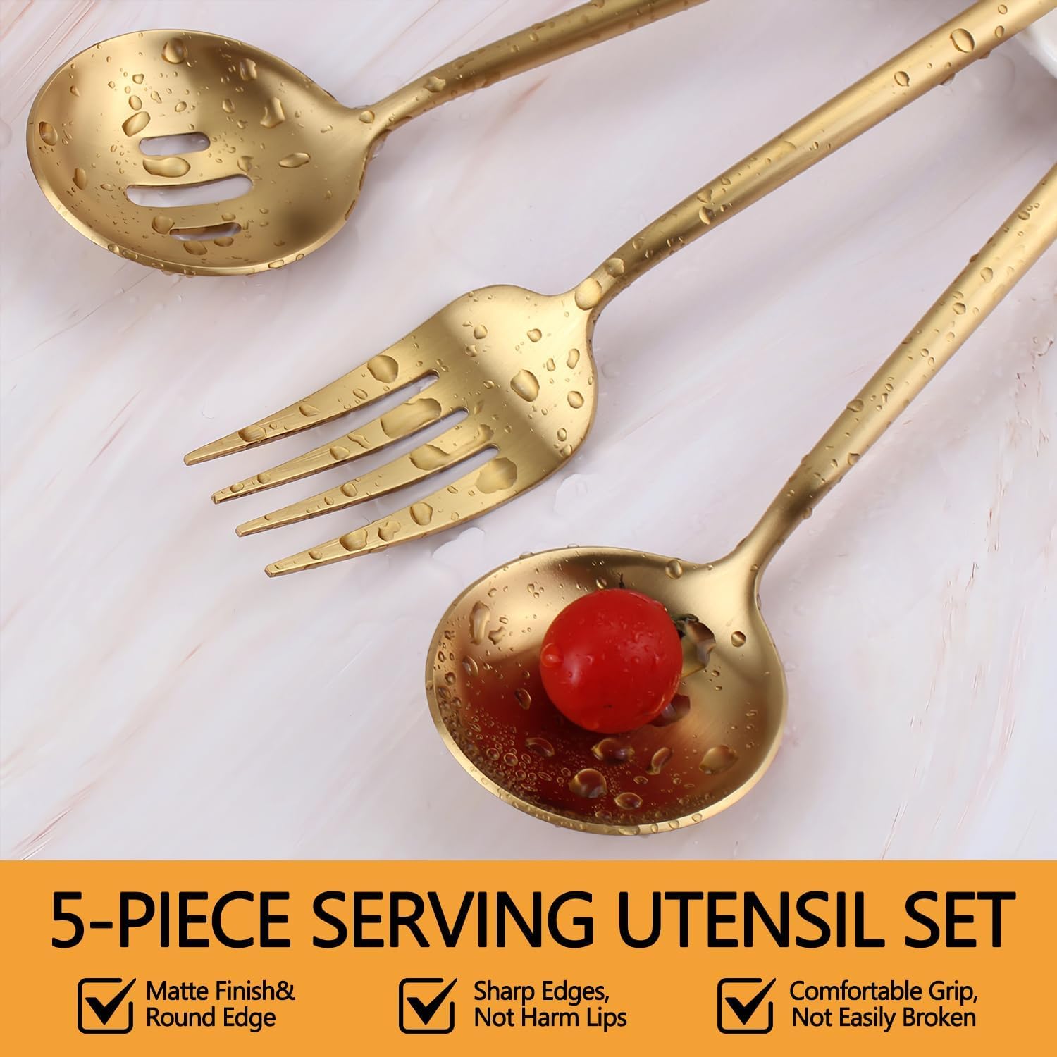 Targzier gold butter knife, smooth edge for slicing and spreading.