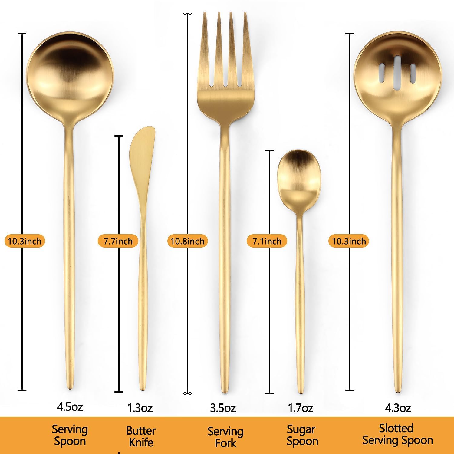 Targzier gold-slotted spoon on table, versatile for salads and savory dishes.