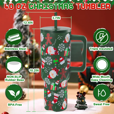 TaroKitc Christmas tumbler fits car cup holders for convenient travel.