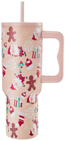 TaroKitc 40oz Christmas tumbler with handle offers all-day cold or hot beverages on the go.