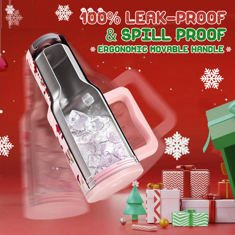 TaroKitc leak-proof lid on Christmas mug prevents spills during commutes and errands.