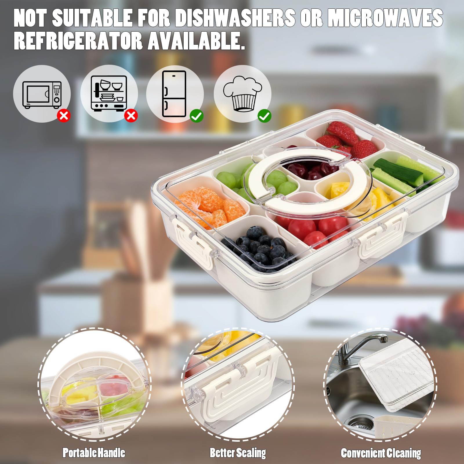TAROSE Snackle Box removable dividers for adjustable food spacing