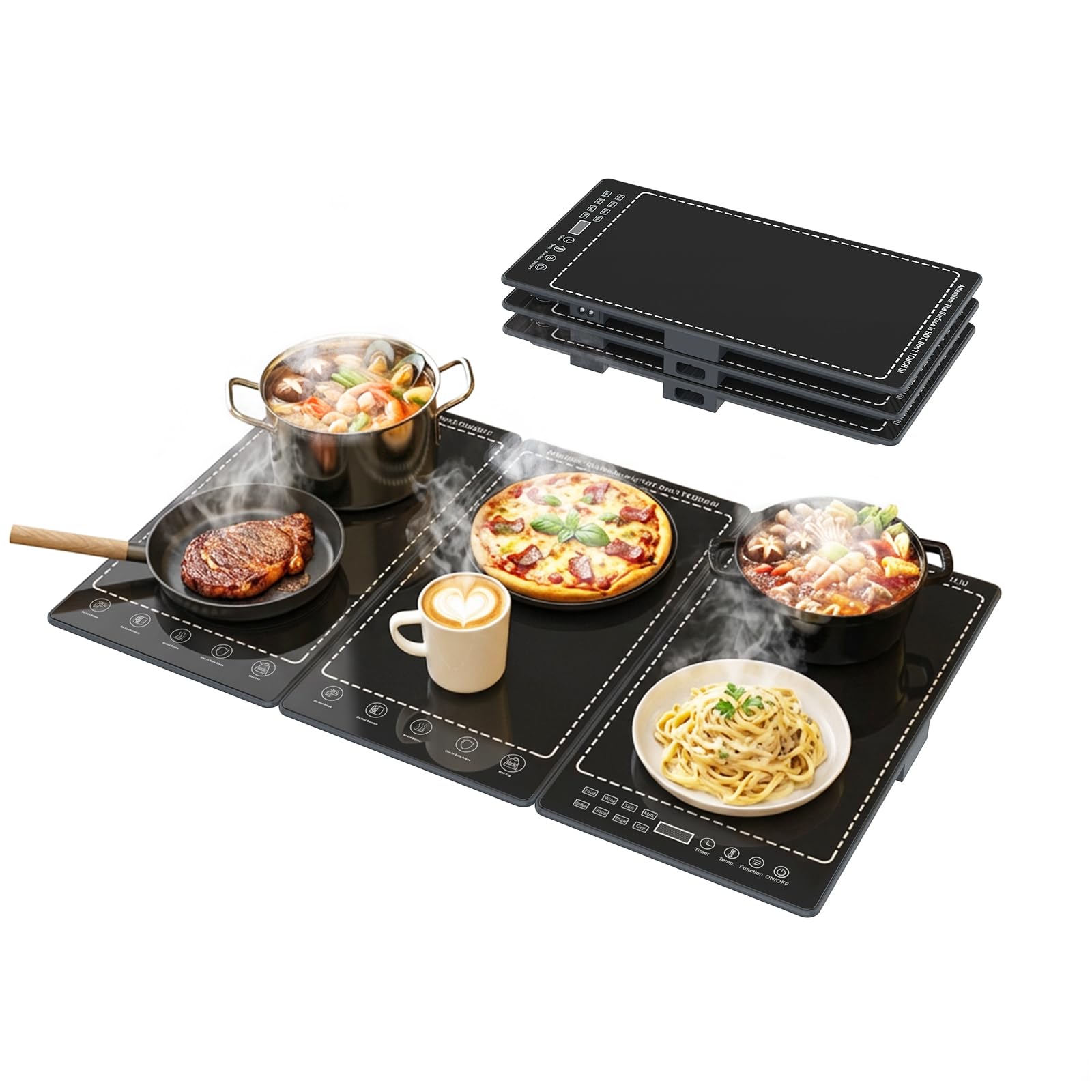 TAROVENN modular warming tray setup shown for flexible buffet configurations.