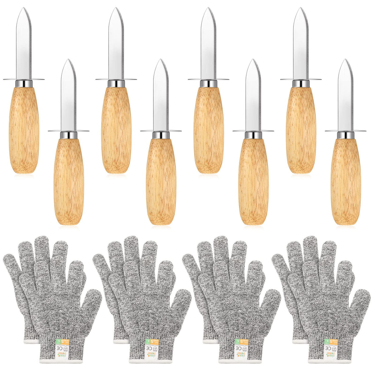 Tarpop oyster shucking knife set with a sturdy handle for safe shell opening.