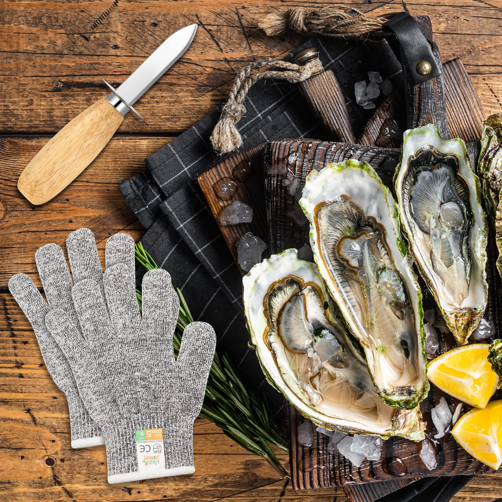 Tarpop wood-handle oyster knife designed to prevent slipping.