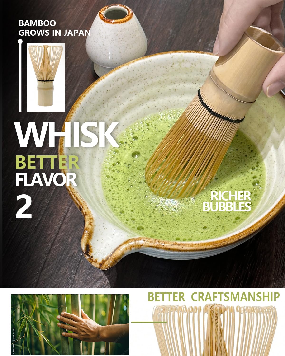 Taruzil matcha sifter ensures smooth texture and even powder