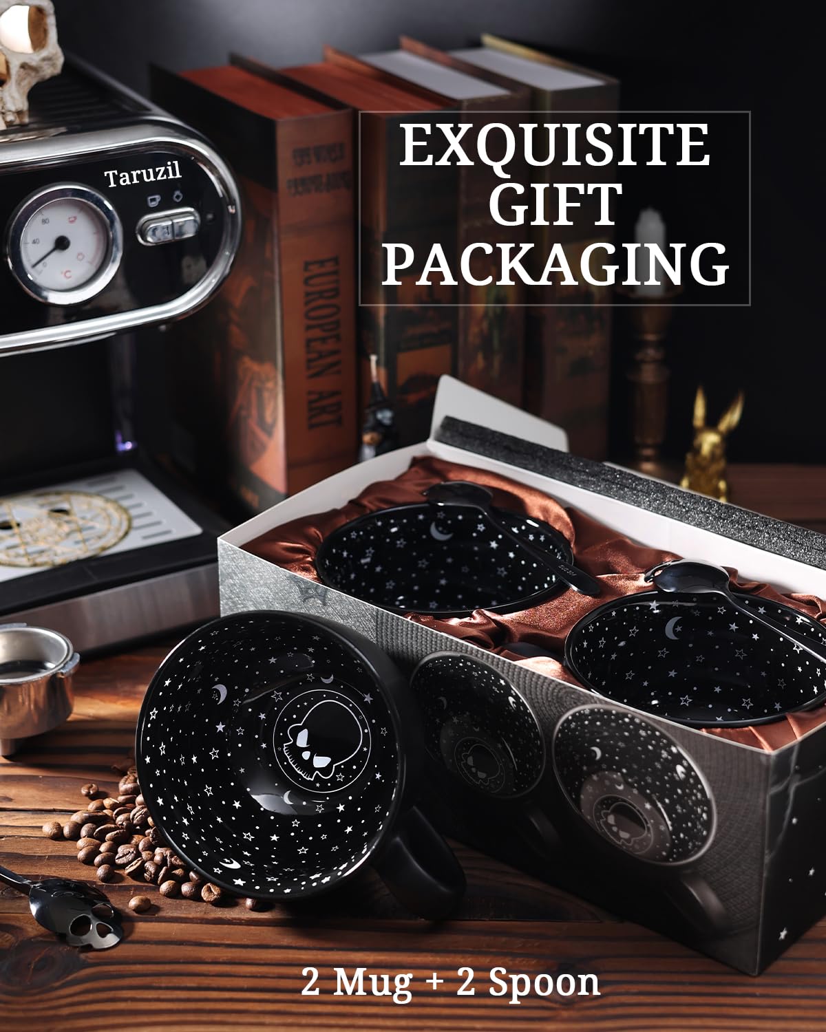 Taruzil matte black ceramic mug with a glossy inner finish for a sleek look.
